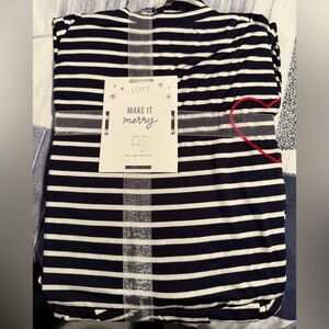 LOFT Black and White Striped Pajama Set